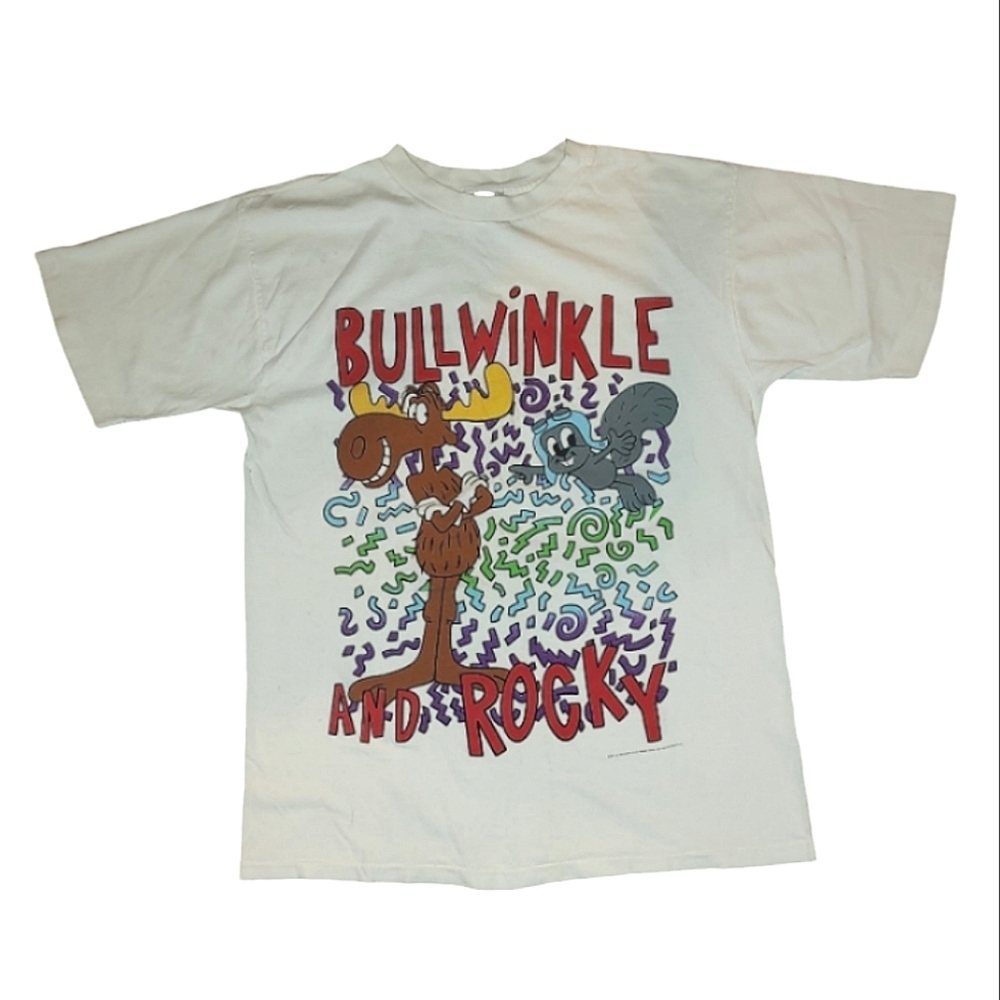 90s Rare Bullwinkle and Rocky Graphic T-shirt - Picture 2 of 5